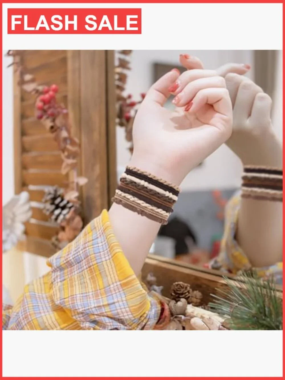 20 Boho Braided Hair Ties 2-in-1 Bracelets, No Snag Elastics for All Hair Types